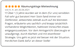 Bewertung von Rechtsanwalt Thomas Stein